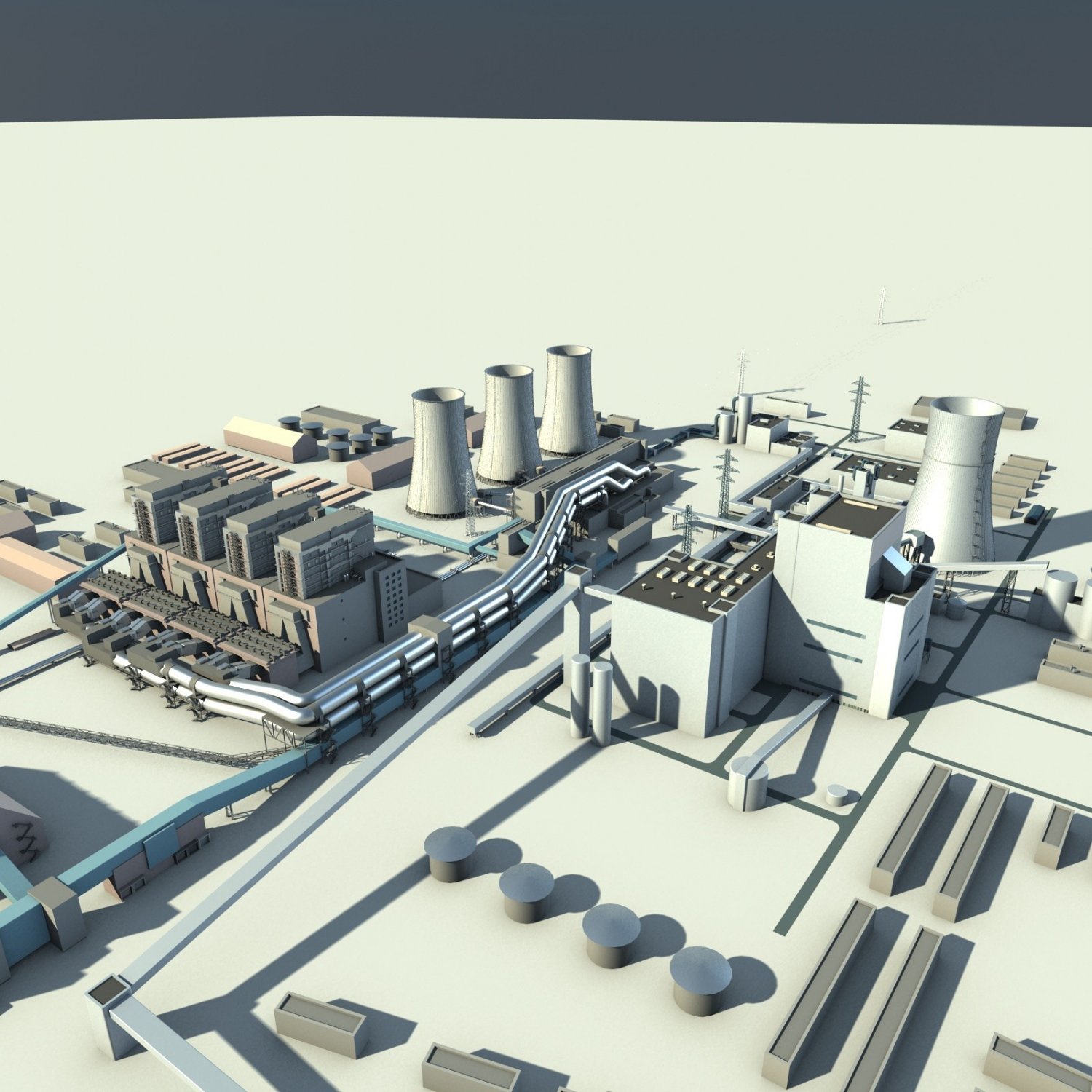 Thermal Power Plant 3d Model In Machines 3dexport