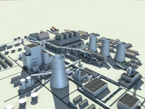 planta de energ&iacute;a t&eacute;rmica Modelo 3D