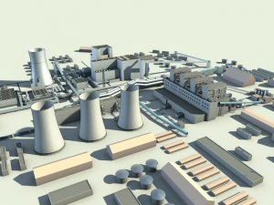 planta de energ&iacute;a t&eacute;rmica Modelo 3D