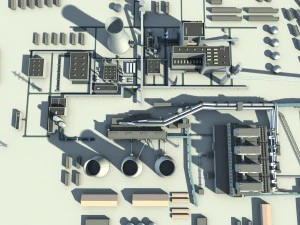planta de energ&iacute;a t&eacute;rmica Modelo 3D