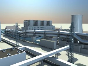 planta de energ&iacute;a t&eacute;rmica Modelo 3D