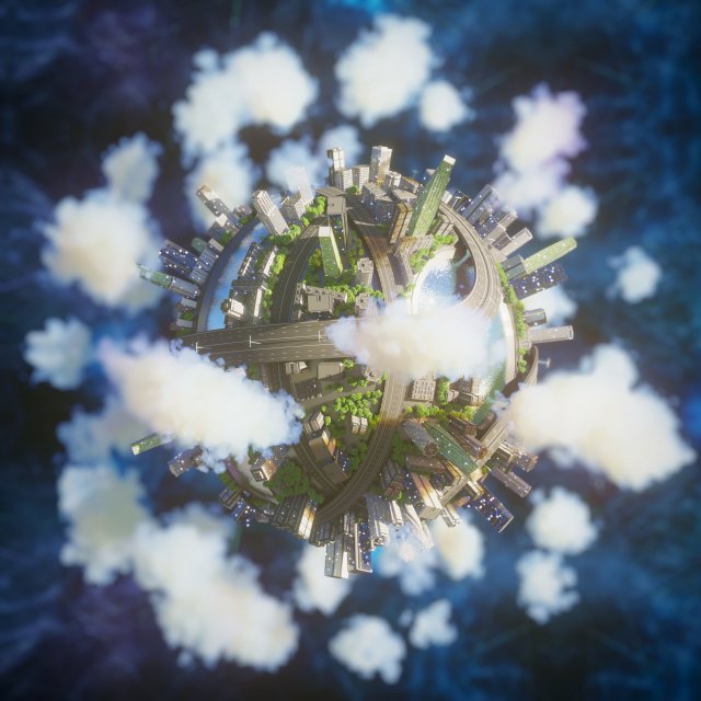 city planet concept 3d model corona renderer 3D Модель .c4d .max .obj .3ds .fbx .stl .blend 