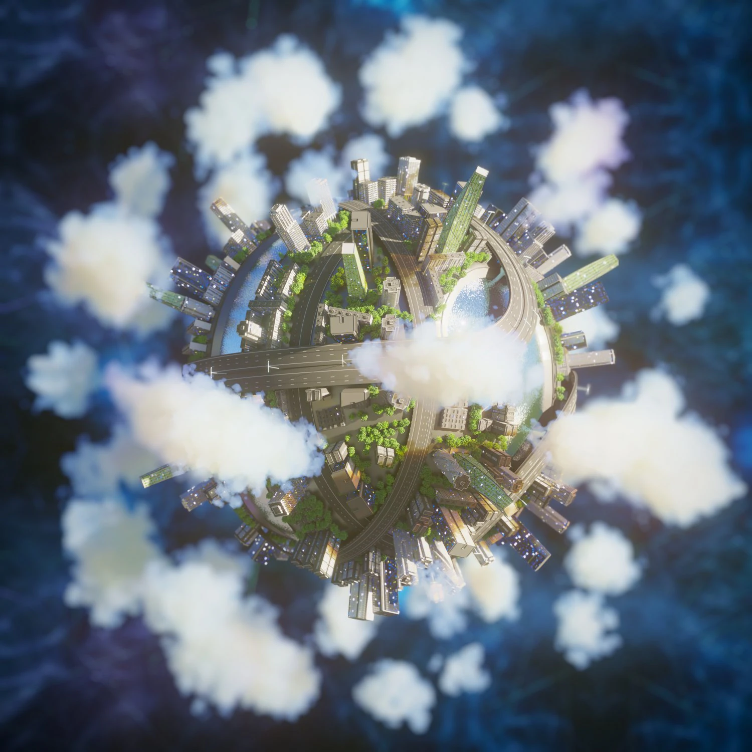 city planet concept 3d model corona renderer 3D Model .c4d .max .obj .3ds .fbx .stl .blend 