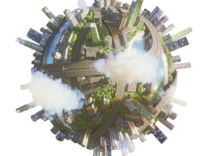 city planet concept 3d model corona renderer 3D Модель