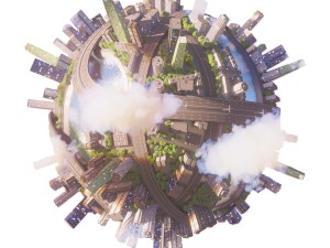 city planet concept 3d model corona renderer 3D Модель