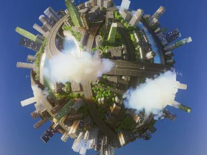 city planet concept 3d model corona renderer 3D Model