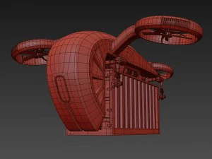 cargo quadrocopter dron concept 02 3D Model