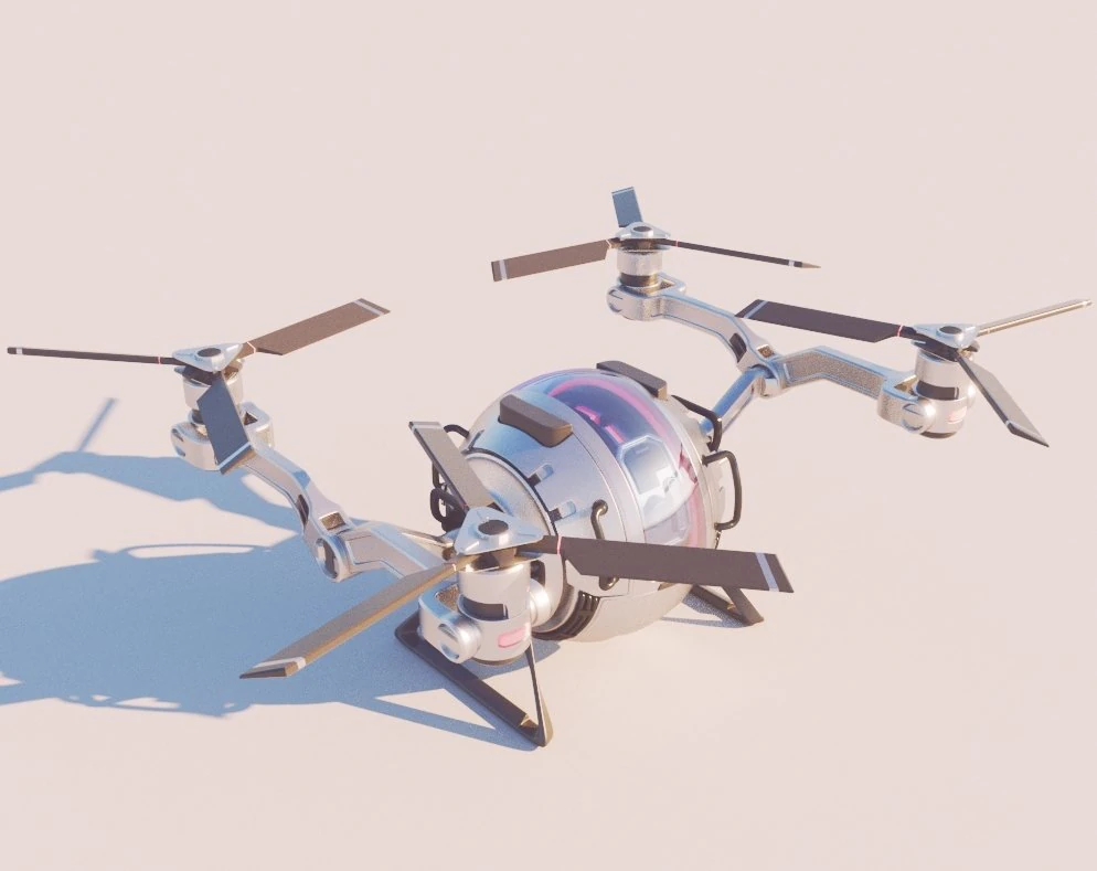 cargo quadcopter sci fi 3d model vray 3D Model .c4d .max .obj .3ds .fbx .stl .blend 