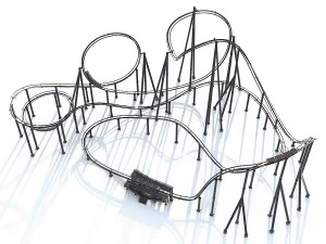 过山车轨道和火车 3D 模型