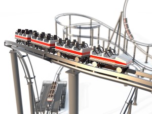 roller coaster track and train 3Dモデル