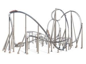 roller coaster track and train 3Dモデル