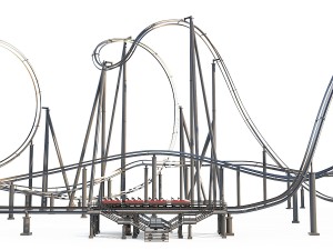 roller coaster track and train 3Dモデル