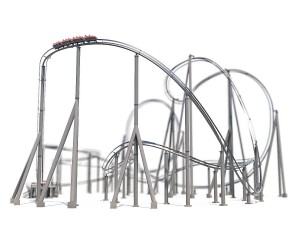 roller coaster track and train 3Dモデル