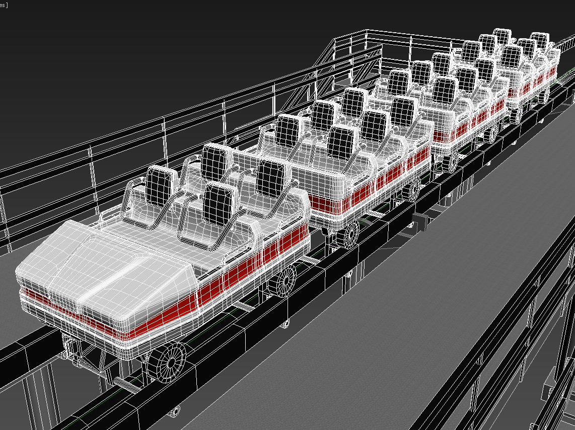 Roller Coaster Track and Train 3D Model in Cityscapes 3DExport