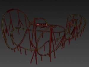roller coaster track and train 3Dモデル