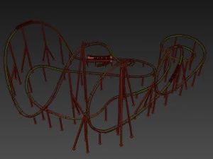 pista de montanha russa e trem Modelo 3D