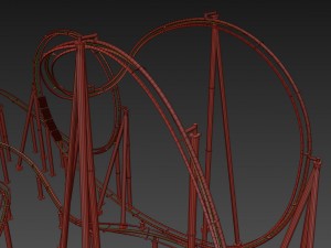 roller coaster track and train 3Dモデル