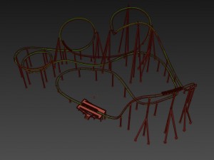 roller coaster track and train 3Dモデル