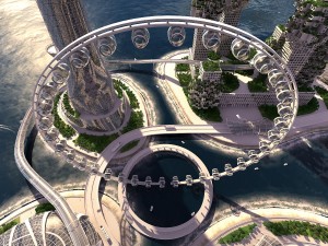 city future and urban traffic Modello 3D