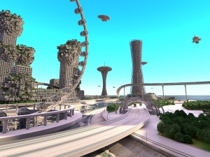 city future and urban traffic Modello 3D