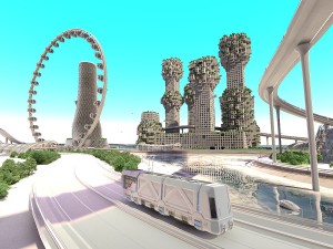 city future and urban traffic Modello 3D