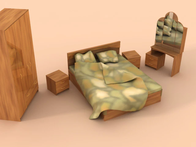 zestaw do sypialni Model 3D .c4d .max .obj .3ds .fbx .stl .blend 