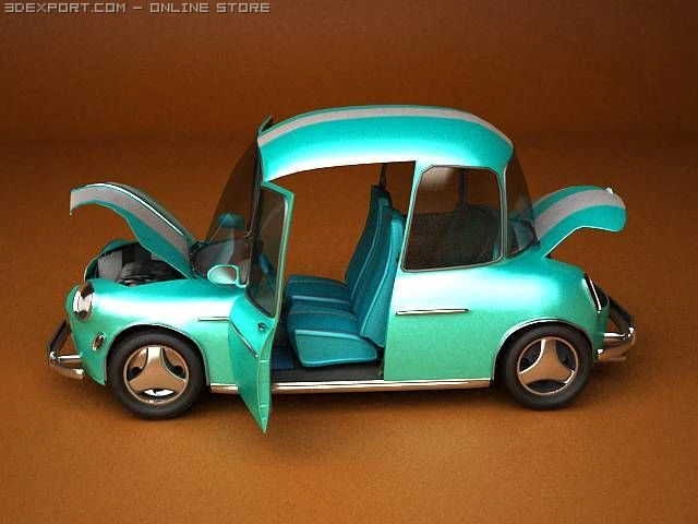 car cartoon with interior 3D Model .c4d .max .obj .3ds .fbx .stl .blend 