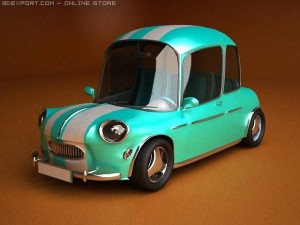 car cartoon with interior Modello 3D