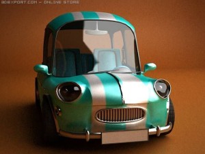 car cartoon with interior Modello 3D