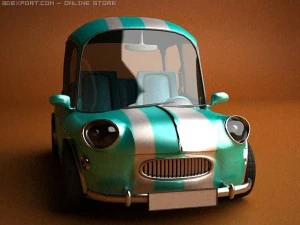 car cartoon with interior 3D Model