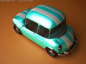 car cartoon with interior Modello 3D