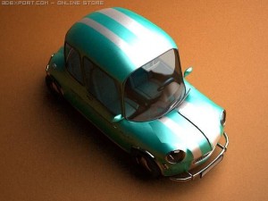 car cartoon with interior Modello 3D