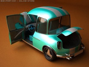 car cartoon with interior Modello 3D