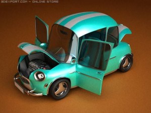 car cartoon with interior Modello 3D