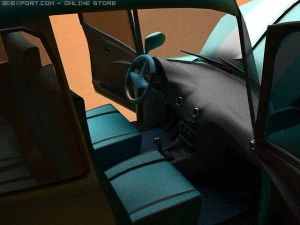 car cartoon with interior 3D Model