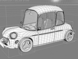 car cartoon with interior Modello 3D