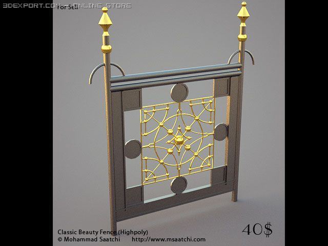 classic beauty detailed fence 3D मॉडल .c4d .max .obj .3ds .fbx .stl .blend 