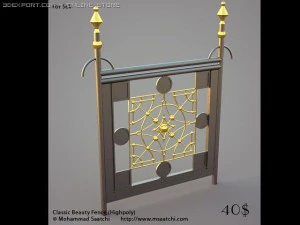 古典美细节围栏 3D 模型