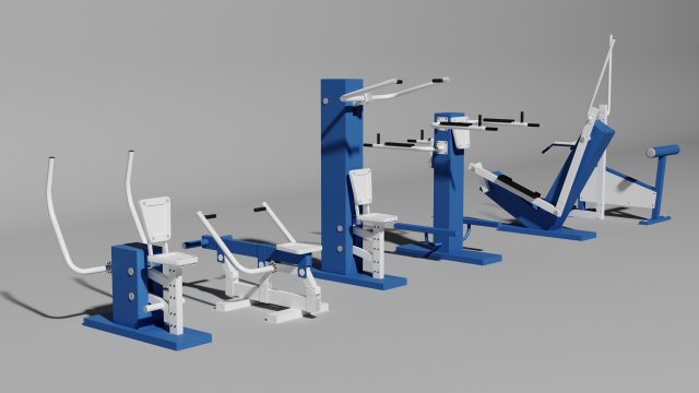 street exercise equipment collection 3D Модель .c4d .max .obj .3ds .fbx .stl .blend 