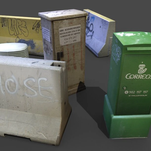 street props low poly 3D Model .c4d .max .obj .3ds .fbx .stl .blend 