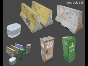 street props low poly Modèle 3D
