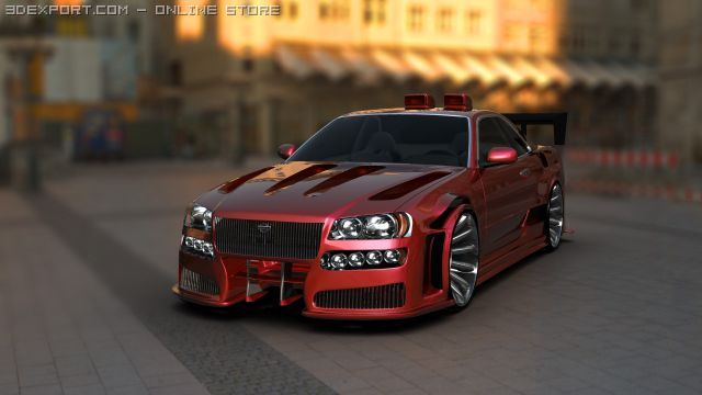 nissan skyline tunes 3D Model .c4d .max .obj .3ds .fbx .stl .blend 