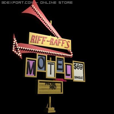 motel sign Model 3D .c4d .max .obj .3ds .fbx .stl .blend 