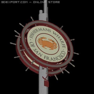 fishermans wharfe sign Model 3D .c4d .max .obj .3ds .fbx .stl .blend 