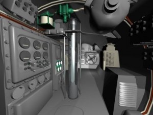 submarine interior cutaway 3D Модель