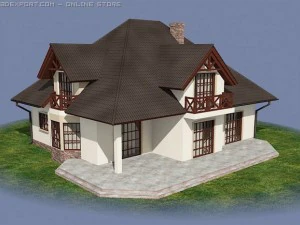 частный одноэтажный дом 3D Модель