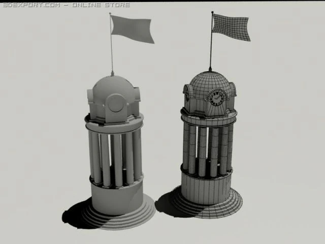 clocktower 3D Model .c4d .max .obj .3ds .fbx .stl .blend 