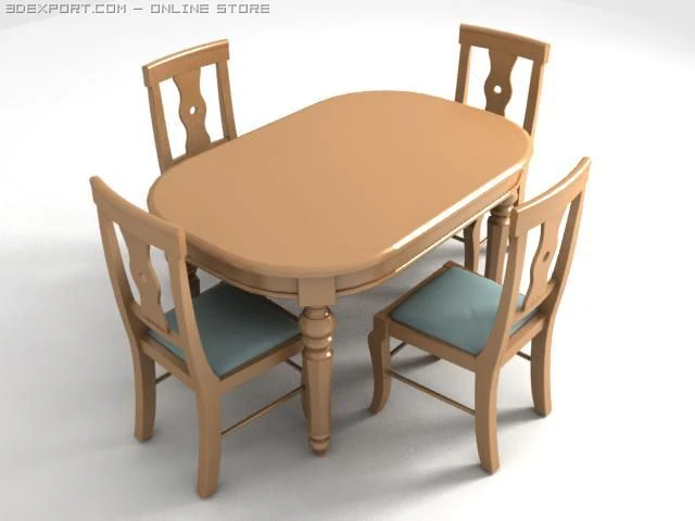 dininig set 3D Model .c4d .max .obj .3ds .fbx .stl .blend
