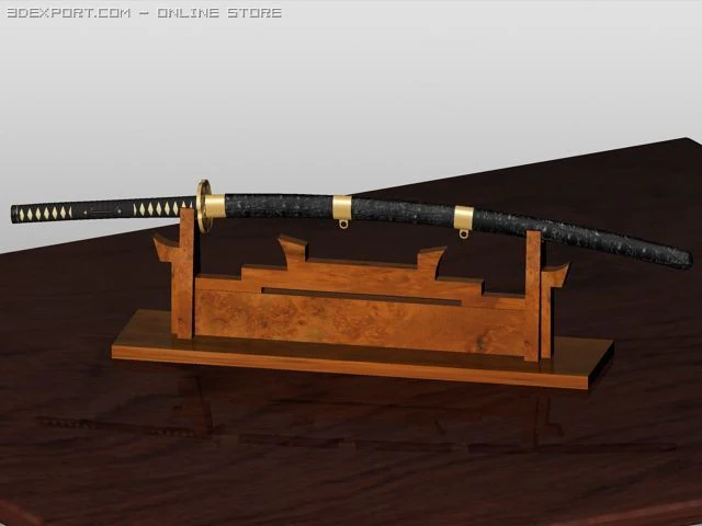 katana on tori stand 3D Model .c4d .max .obj .3ds .fbx .stl .blend 