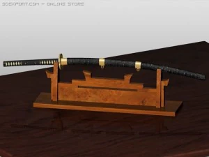 Tori standında katana 3D Model